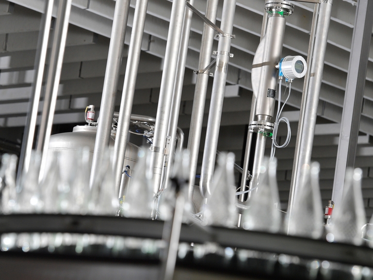 Promass F used for inline concentration measurement in the beverage industry Concentration measurement in a soft drink production with Proline Promass F